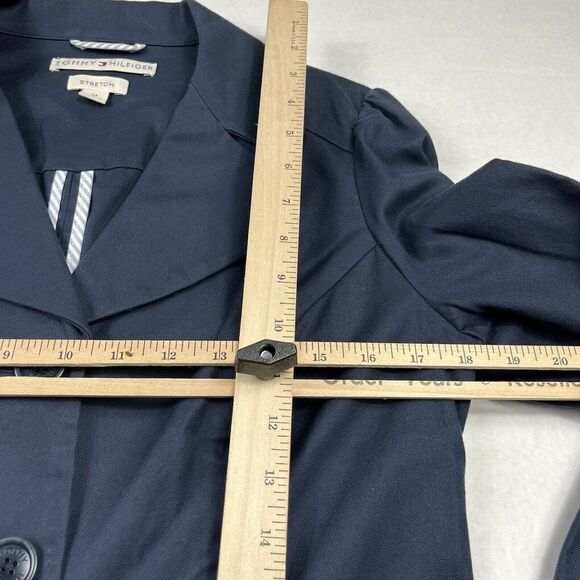 Tommy Hilfiger Womens Peplum Blue Blazer Workwear Button Stretch Jacket MEDIUM - Picture 8 of 11
